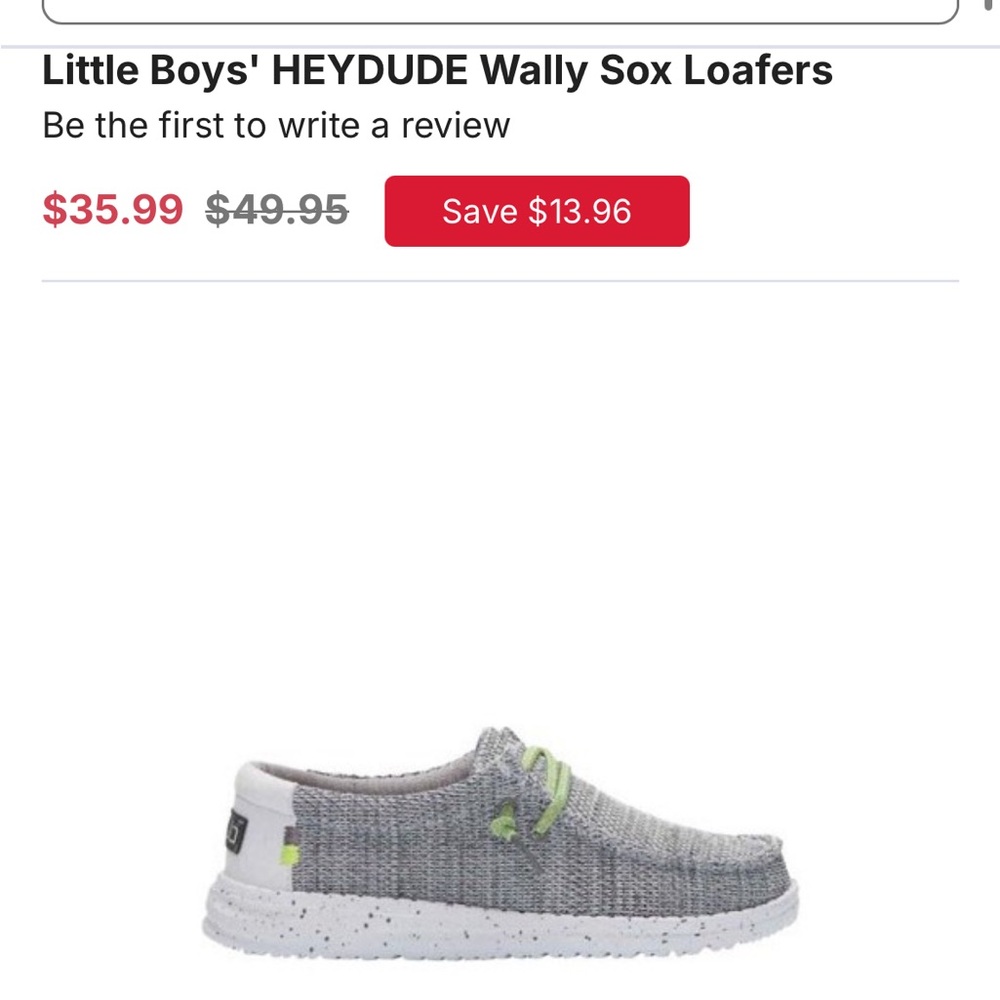 Hey Dude Wally Sox Loafers for Kids - Gray